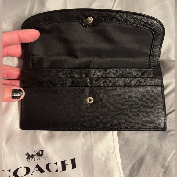 Coach Black Saffiano Leather Slim Wallet - Picture 3 of 4